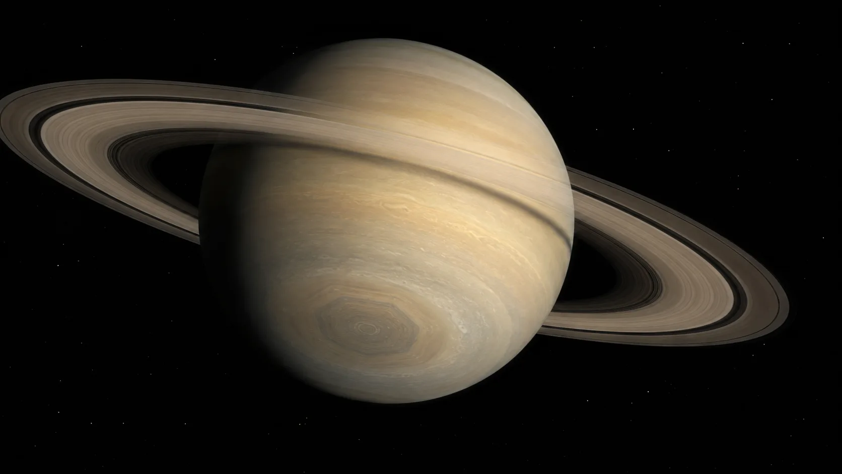 Hubble view of Saturn showing the planet's southern polar region.