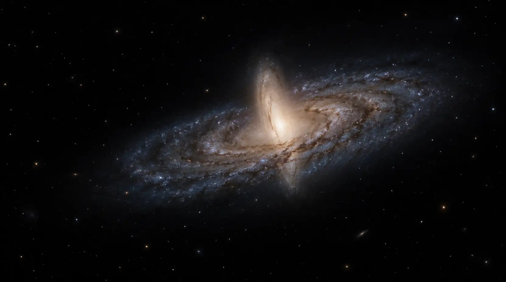 The spiral galaxy NGC 4698, showing its bright central bulge and surrounding dusty disk.