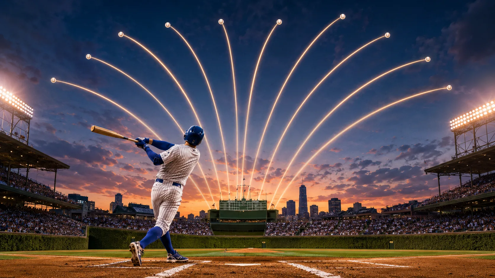 Chicago baseball players celebrating together on the field after a game.